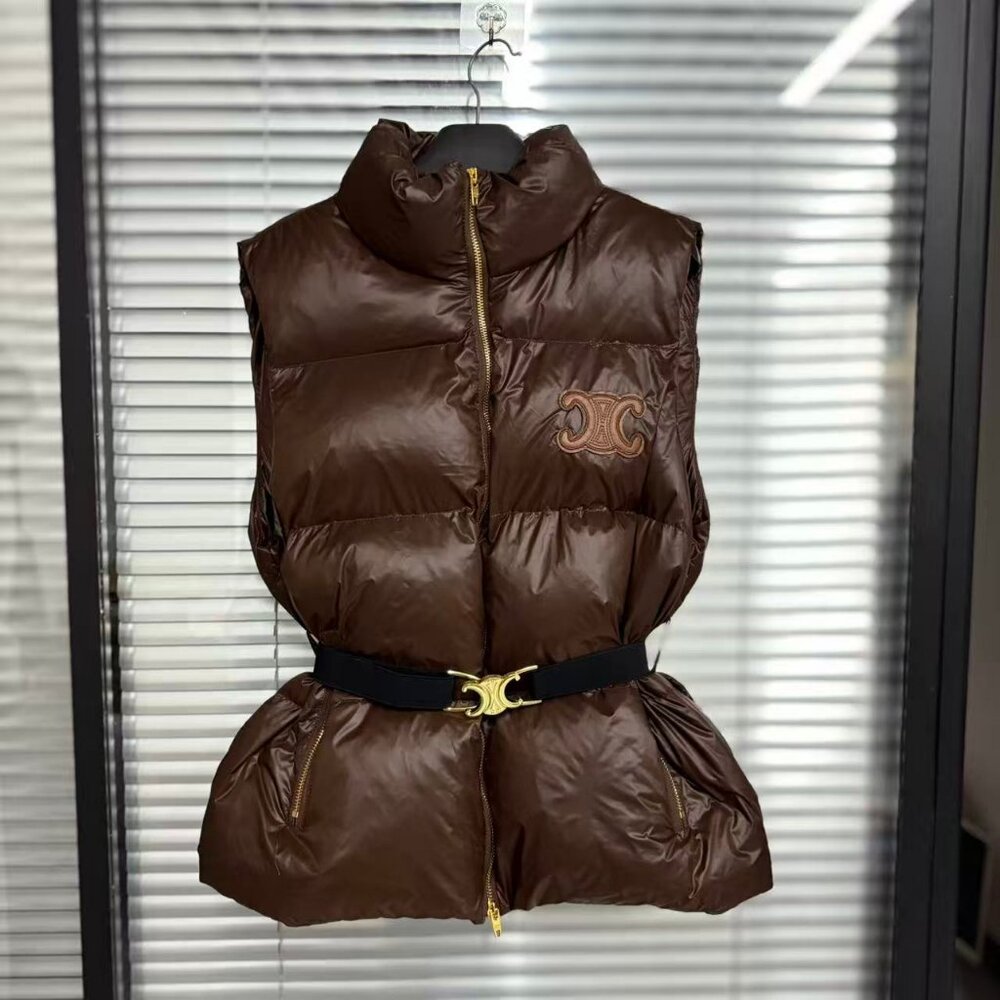 Celine drawstring waist-cinching down cotton vest